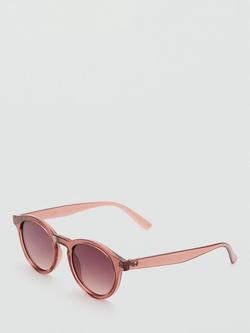 Mango Retro Round Sunglasses, Peach - view 2, Peach