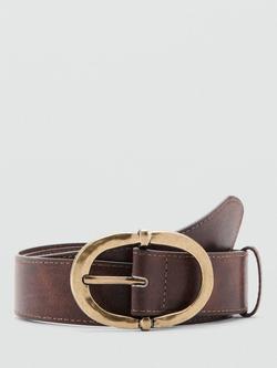Mango Heritage Oval Buckle Belt, Brown, Brown
