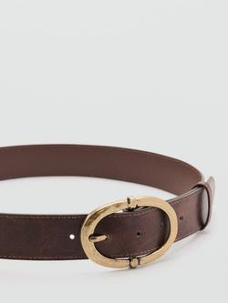 Mango Heritage Oval Buckle Belt, Brown - view 2, Brown