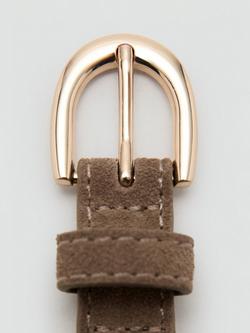 Mango Rounded Buckle Pure Suede Belt, Taupe - view 2, Taupe