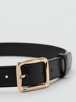 Mango Square Buckle Belt, Black - view 2, Black