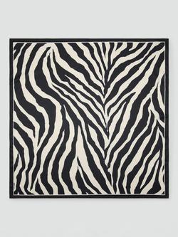 Mango Zebra Print Square Scarf, Black, Black