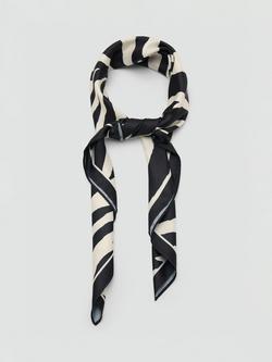Mango Zebra Print Square Scarf, Black - view 2, Black