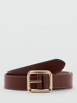 Mango Square Buckle Belt, Brown, Brown