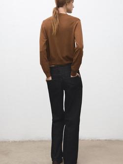 Mango Round Neck Wool Blend Cardigan - view 2, Tobacco