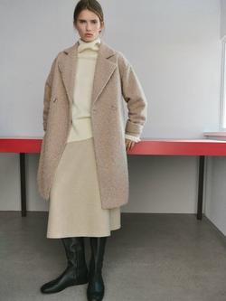 Mango Textured Oversized Coat, Beige