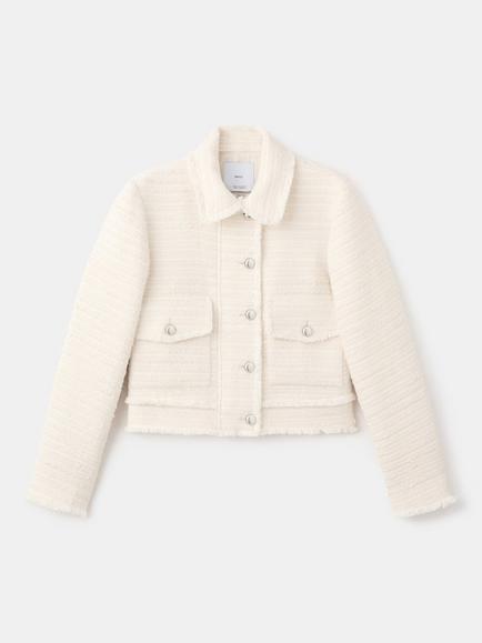 Mango Textured Cropped Jacket, Raw, Raw