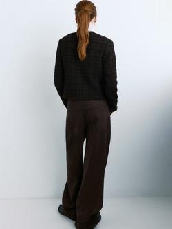 Mango Flap Pockets Statement Buttons Jacket, Chocolate - view 2, Chocolate