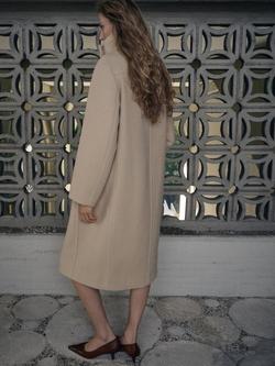 Mango Funnel Collar Double Breasted Wool Blend Overcoat, Vanilla - view 2, Vanilla