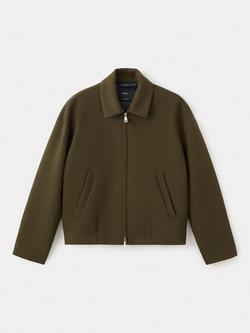 Mango Zip Cropped Jacket, Khaki, Khaki