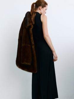 Mango Sleeveless Turtleneck Knit Maxi Dress with Brooch, Black - view 2, Black