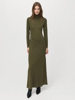 Mango Turtleneck Waist Detail Maxi Dress, Khaki, Khaki