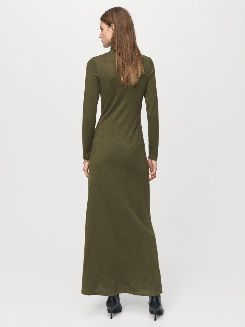 Mango Turtleneck Waist Detail Maxi Dress, Khaki