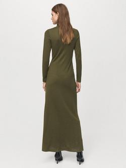 Mango Turtleneck Waist Detail Maxi Dress, Khaki - view 2, Khaki