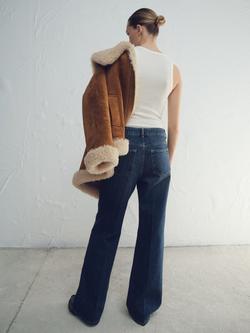 Mango Mid Rise Wide Leg Jeans, Dark Blue - view 2, Dark Blue