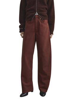 Mango Mid Rise Wide Leg Jeans, Terracotta, Terracotta