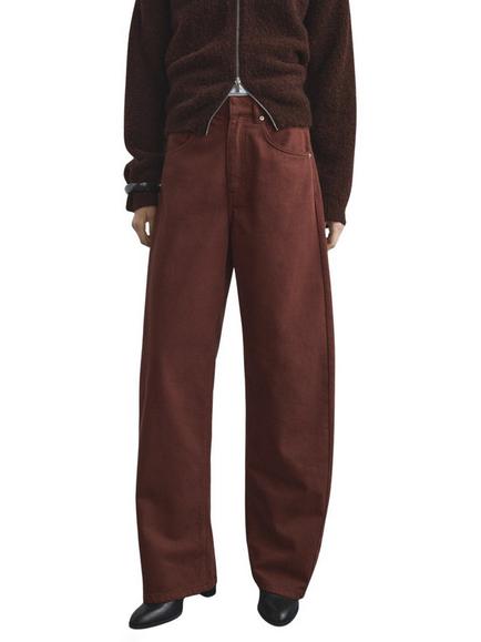 Mango Mid Rise Wide Leg Jeans, Terracotta, Terracotta