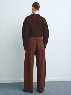 Mango Mid Rise Wide Leg Jeans, Terracotta - view 2, Terracotta