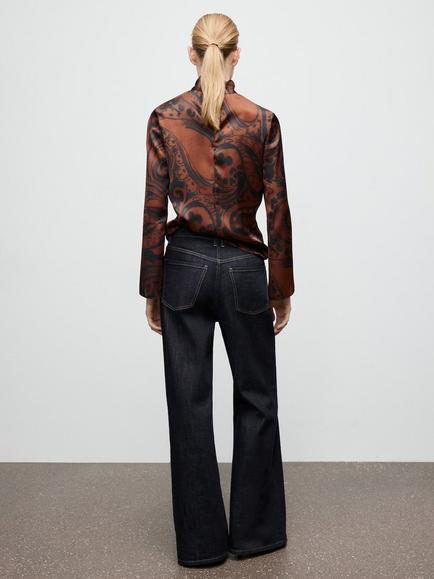 Mango Funnel Neck Paisley Top, Terracotta - view 2, Terracotta