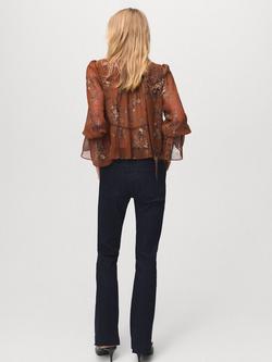Mango Tie Neck Floral Top, Rust - view 2, Rust