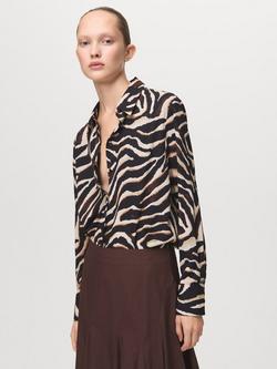 Mango Camisa Zebra Print Shirt, Black, Black