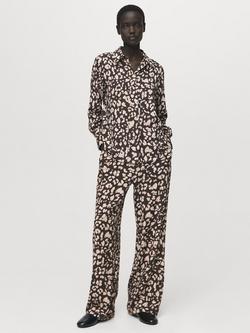 Mango Relaxed Fit Animal Print Shirt, Brown, Brown