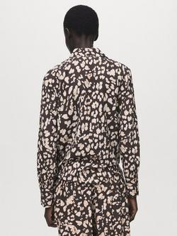 Mango Relaxed Fit Animal Print Shirt, Brown - view 2, Brown