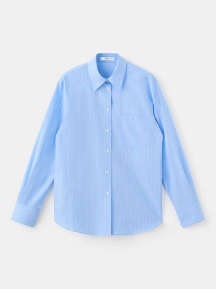 Mango Stripe Long Sleeve Shirt, Blue, Blue