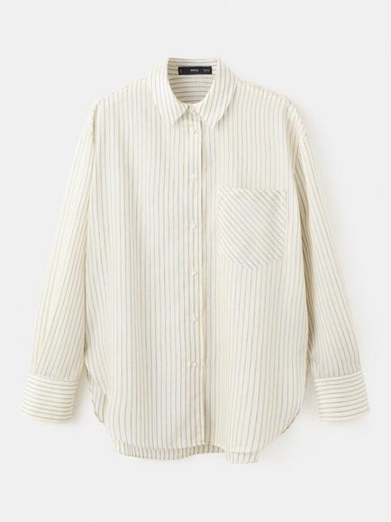 Mango Stripe Oversized Shirt, Pastel Yellow, Pastel Yellow