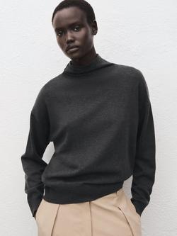 Mango High Neck Long Sleeve Jumper, Anthracite, Anthracite