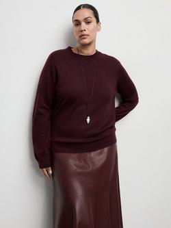 Mango Crew Neck Long Sleeve Jumper, Wine, Wine