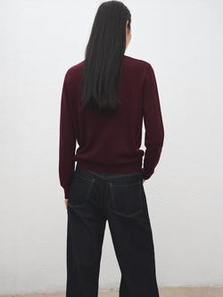Mango Crew Neck Long Sleeve Jumper, Wine - view 2, Wine
