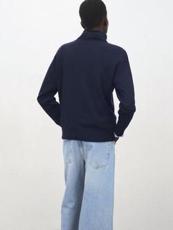 Mango High Neck Long Sleeve Jumper, Navy - view 2, Navy