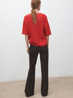 Mango Crew Neck 3/4 Sleeve Jumper, Red - view 2, Red