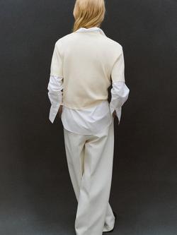 Mango Crew Neck Short Sleeve Wool Blend Jumper - view 2, Raw