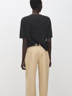 Mango Crew Neck Short Sleeve Wool Blend Jumper - view 2, Mid Grey Melange