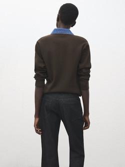 Mango Collared Knit Polo Jumper, Chocolate - view 2, Chocolate