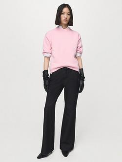 Mango Crew Neck Short Sleeve Jumper, Pink, Pink
