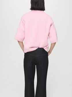 Mango Crew Neck Short Sleeve Jumper, Pink - view 2, Pink