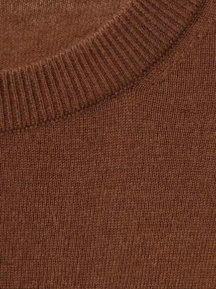Mango Belted Layered Knit Tunic Top, Caramel - view 2, Caramel