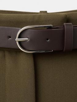 Mango High Waist Pleated Wide Leg Trousers, Khaki - view 2, Khaki