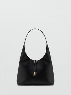 Mango Sculpted Faux Leather Shoulder Bag, Black, Black