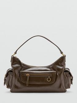 Mango Compact Shoulder Satchel Bag, Khaki, Khaki