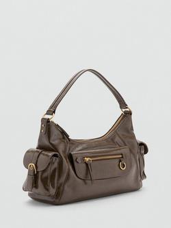 Mango Compact Shoulder Satchel Bag, Khaki - view 2, Khaki