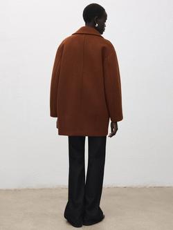 Mango Oversized Collared Wool Blend Coat, Camel - view 2, Camel