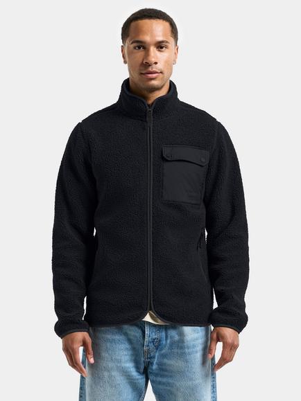 Didriksons Peter Teddy Fabric Zip Up Jacket, Black