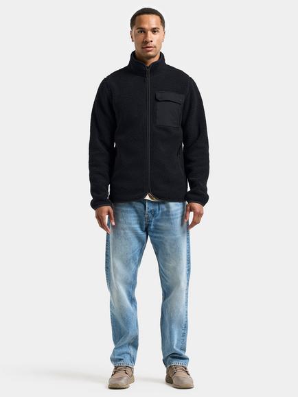 Didriksons Peter Teddy Fabric Zip Up Jacket - view 2, Black