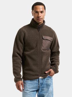 Didriksons Peter Teddy Fabric Zip Up Jacket, Dark Mocha