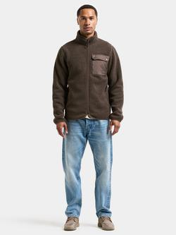 Didriksons Peter Teddy Fabric Zip Up Jacket - view 2, Dark Mocha
