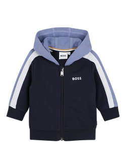 HUGO BOSS Baby Colour Block Zip Front Hoodie, Navy, Navy
